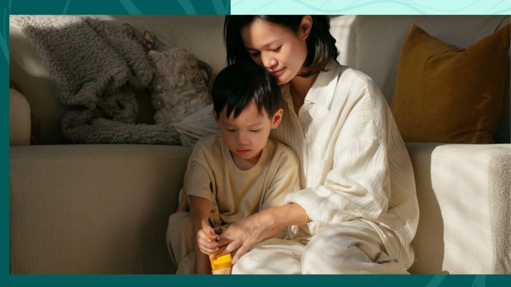 Parenting with Autoimmune Disease: Finding Balance Between Family and Self-Care | Aaria Rheumatology Mother with autoimmune disease spending time with young child at home, balancing parenting and self-care