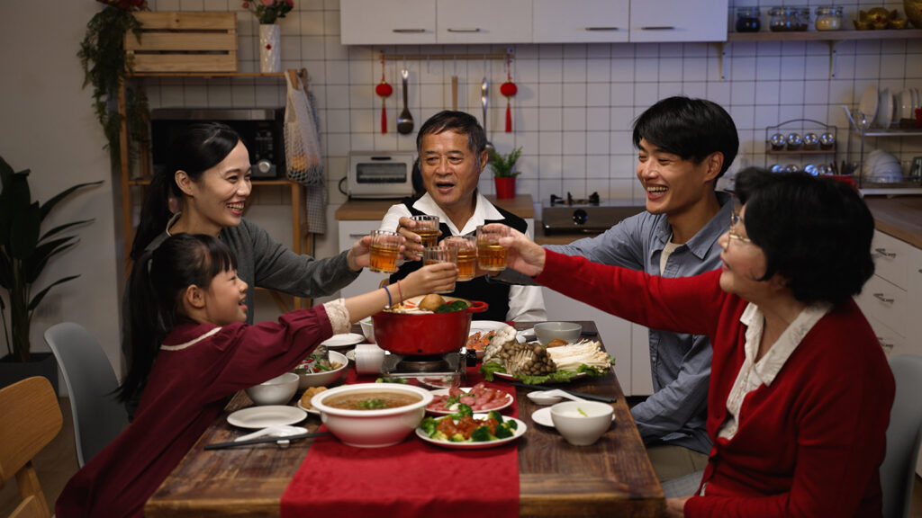 Chinese family celebrating Chinese New Year