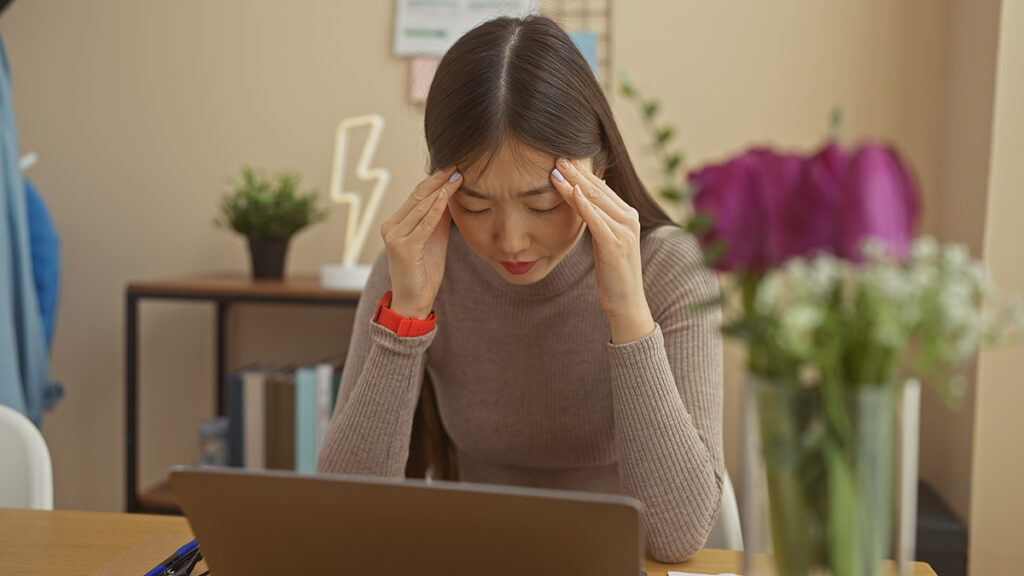 A woman experiencing fatigue from an autoimmune disease.