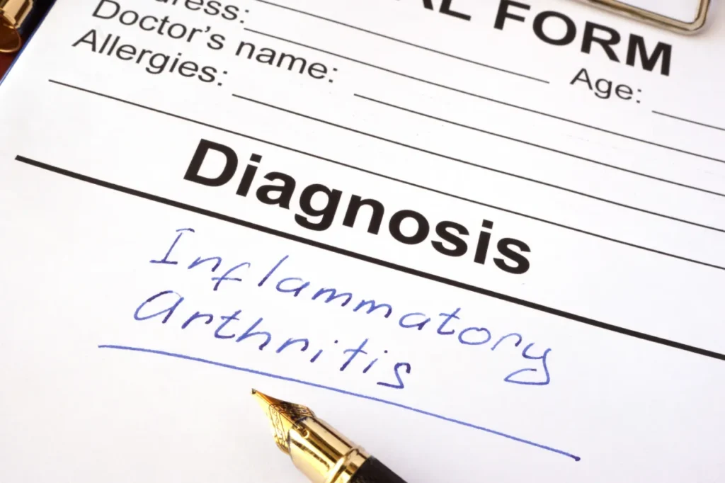 Medical form with diagnosis inflammatory arthritis