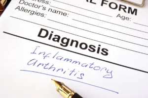 Medical form with diagnosis inflammatory arthritis